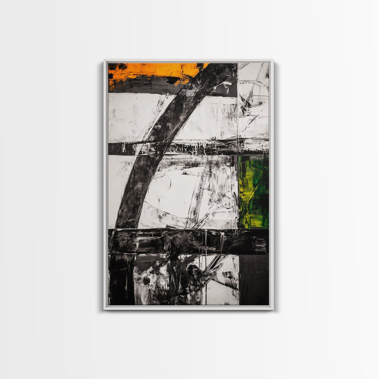 Geometric Patterns, Modern Abstract Art, Industrial Design, Black and Yellow, Unique Home Decor, Bold Style, Statement Artwork, Canvas Print