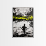 Woman in Water, Abstract Reflection, Moody Wall Art, Black and White Canvas Print, Contemporary Bedroom Art, Minimalist Home Decor