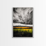 Dramatic Sky, Mountain Landscape, Autumn Wall Art, Golden Field Canvas Print, Rustic Home Decor, Modern Farmhouse Art, Large Wall Art