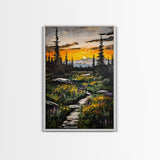 Mountain Sunset, Wilderness Landscape, Nature Wall Art, Outdoor Adventure Print, Framed Canvas Print, Living Room Decor, Cabin Aesthetic