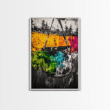 Abstract Swing, Colorful Expressionist Art, Rustic Farmhouse Decor, Unique Framed Canvas Print, Boho Living Room Art, Nature Wall Art