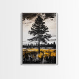 Lone Tree, Rustic Wall Art, Black and White Decor, Canvas Print, Nature Landscape, Country Home Art, Minimalist Design, Bedroom Art