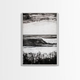 Black White Waves, Ocean Wall Art, Minimalist Coastal, Framed Canvas Print, Beach House Decor, Monochrome Seascape, Surfer Gift