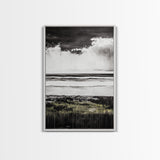 Stormy Beach, Coastal Wall Art, Black White Ocean, Framed Canvas Print, Dramatic Seascape, Nautical Home Decor, Modern Minimalist