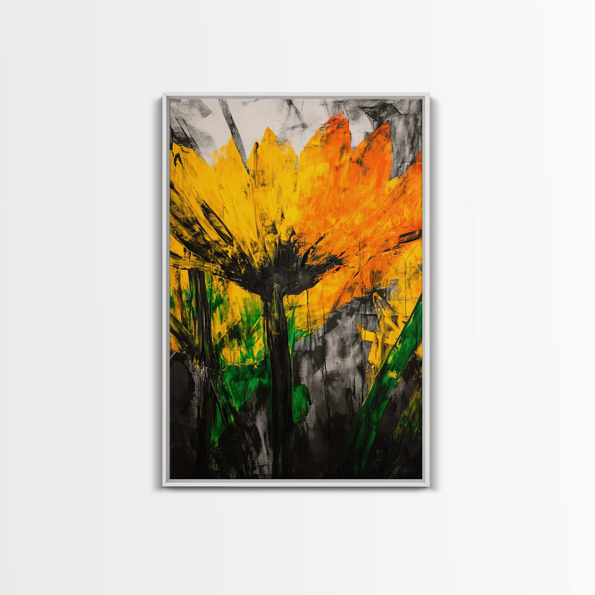 Sunflower Bloom, Fall Wall Art, Framed Canvas Print, Yellow Floral Art, Rustic Farmhouse Decor, Boho Kitchen Art, Country Home
