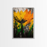 Sunflower Bloom, Fall Wall Art, Framed Canvas Print, Yellow Floral Art, Rustic Farmhouse Decor, Boho Kitchen Art, Country Home