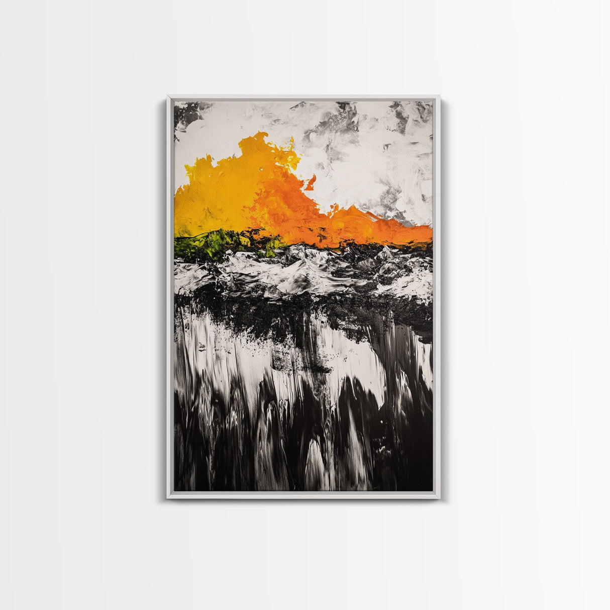 Abstract Fire, Bold Brushstrokes, Framed Canvas Print, Modern Expressionist Art, Living Room Accent, Dramatic Wall Decor, Fall Art