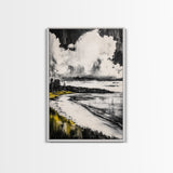 Tranquil Shoreline, Coastal Landscape, Framed Canvas Print, Beach House Wall Art, Ocean View, Minimalist Seascape, Living Room Accent