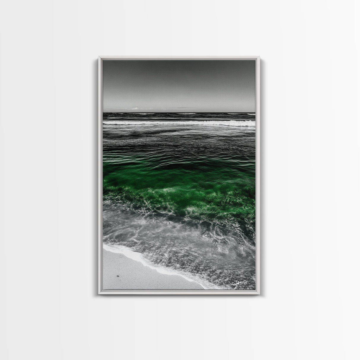Ocean Waves, Coastal Wall Art, Beach House Decor, Canvas Print, Nautical Artwork, Minimalist Seascape, Blue and Green Painting