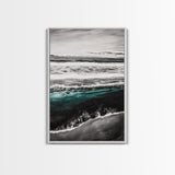 Monochrome Ocean Print, Coastal Wave Seascape, Nautical Wall Decor, Black and White Wall Art, Beach House Art, Framed Canvas Print