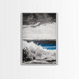 Ocean Wave Art, Monochrome Seascape Print, Coastal Wall Decor, Ocean Scene, Nautical Art, Beach House Print, Framed Canvas Print