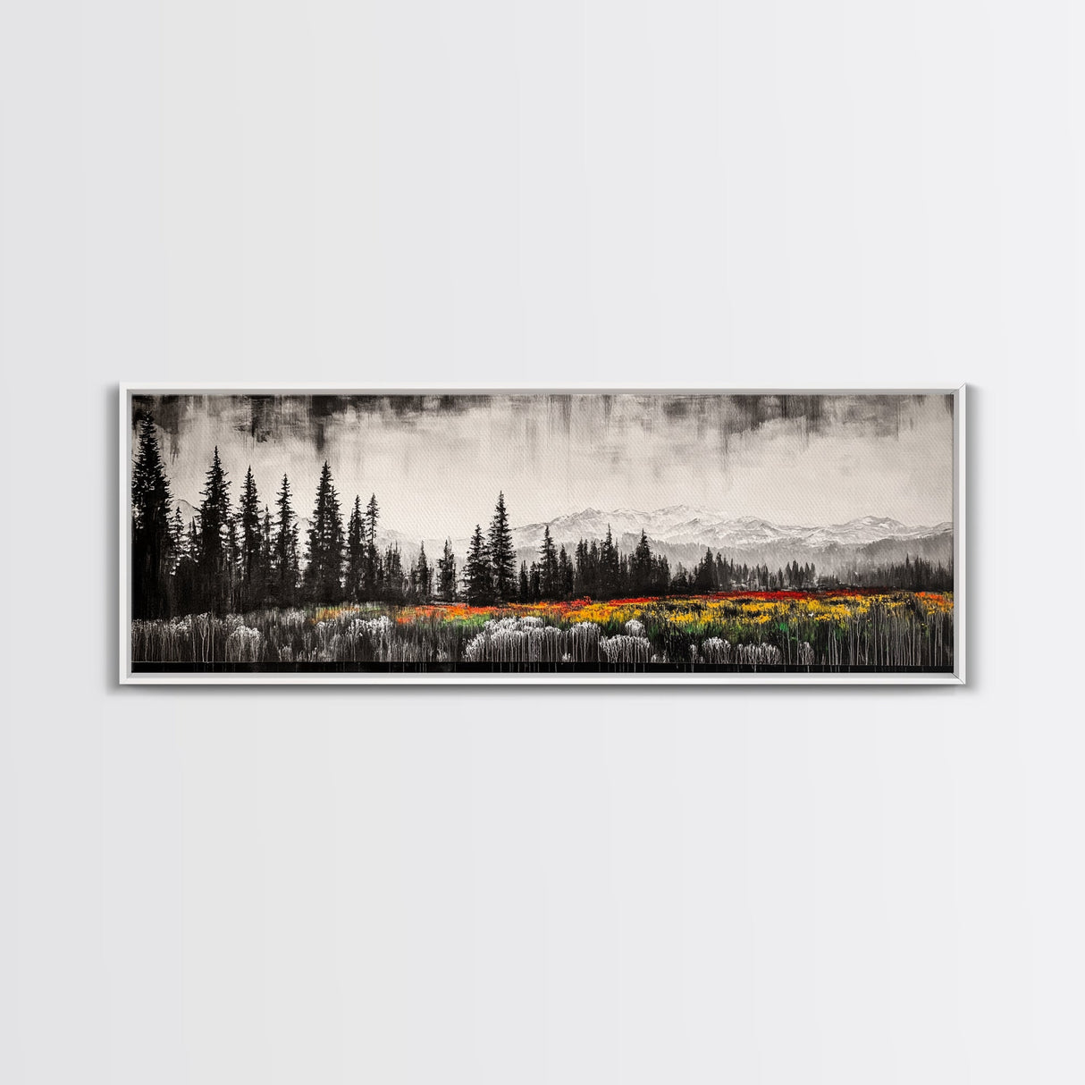 Mountain Landscape, Black and White Wall Art, Modern Nature Print, Rustic Living Room Decor, Autumn Canvas Print, Large Wall Art