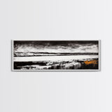 Moody Lake, Black and White Landscape, Canvas Print, Rustic Wall Art, Cabin Decor, Modern Minimalist Art, Office Artwork