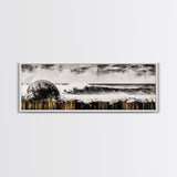 Surreal Ocean Art, Black and White Wave Print, Modern Seascape Painting, Coastal Wall Decor, Abstract Beach Canvas Print, Framed Canvas Print