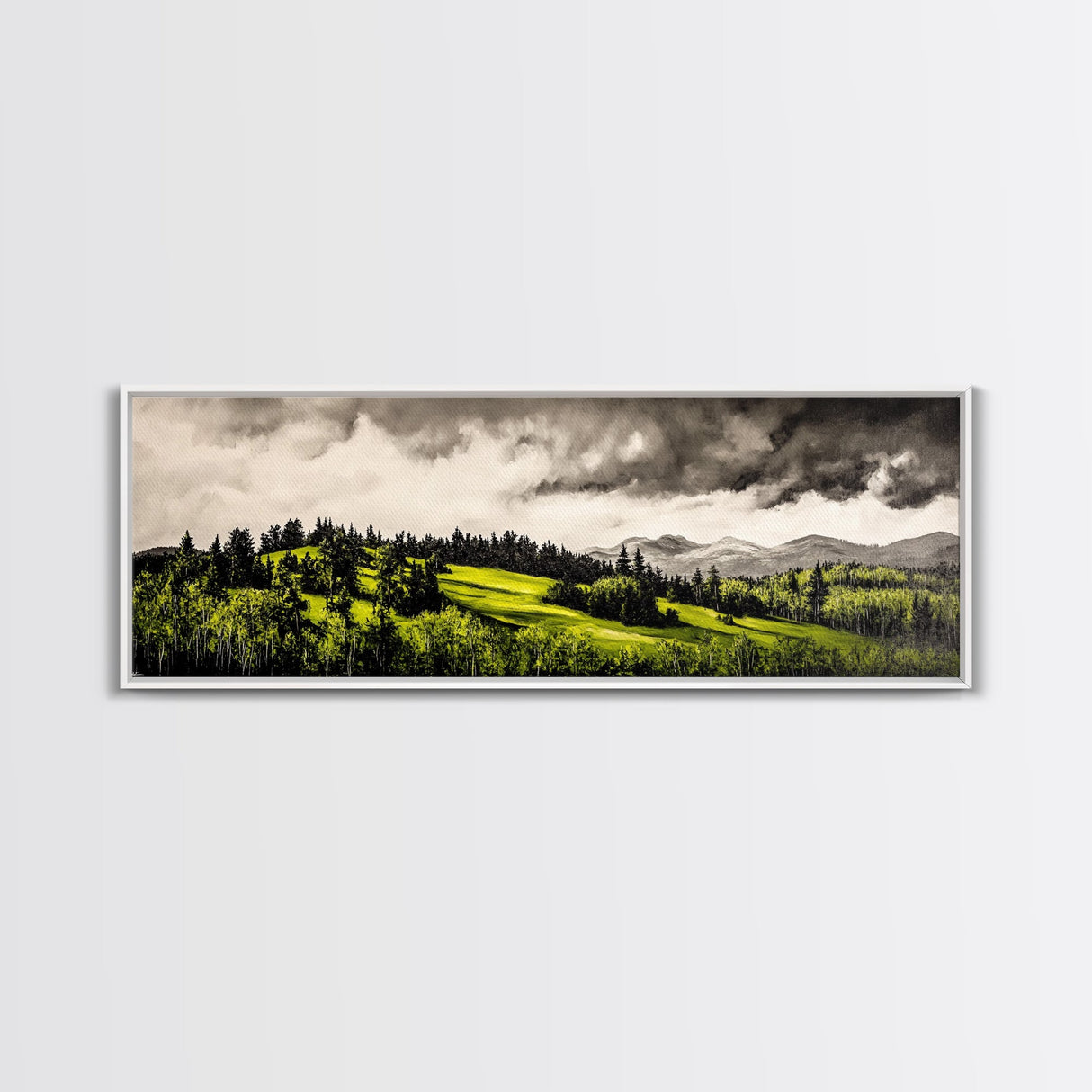 Rolling Hills, Green Landscape, Mountain View, Canvas Print, Nature Inspired Art, Living Room Wall Art, Scenic Home Decor, Rustic Art