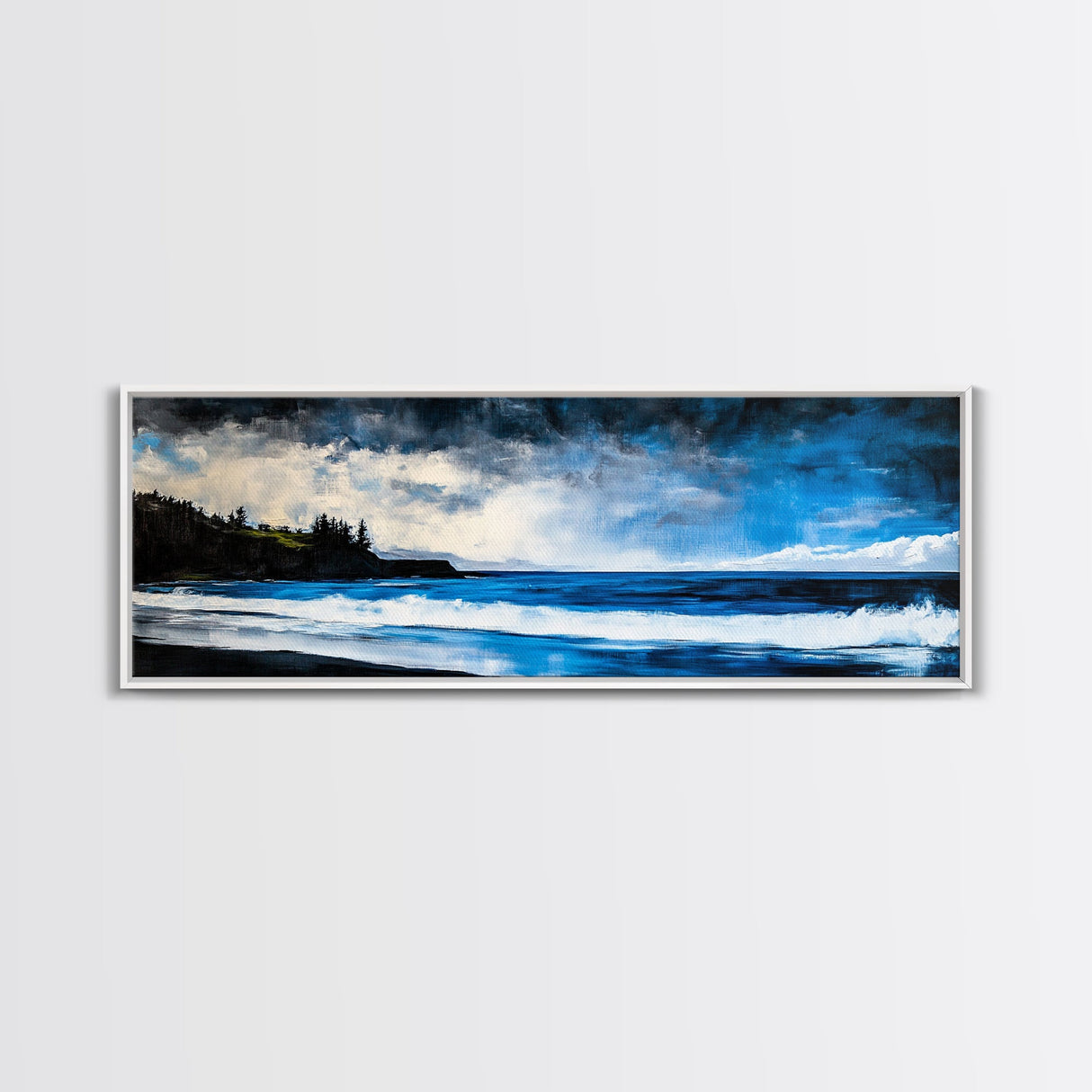 Dramatic Ocean, Seascape Painting, Beach House Decor, Canvas Print, Coastal Wall Art, Bedroom Wall Decor, Blue Wave Art, Nautical Theme