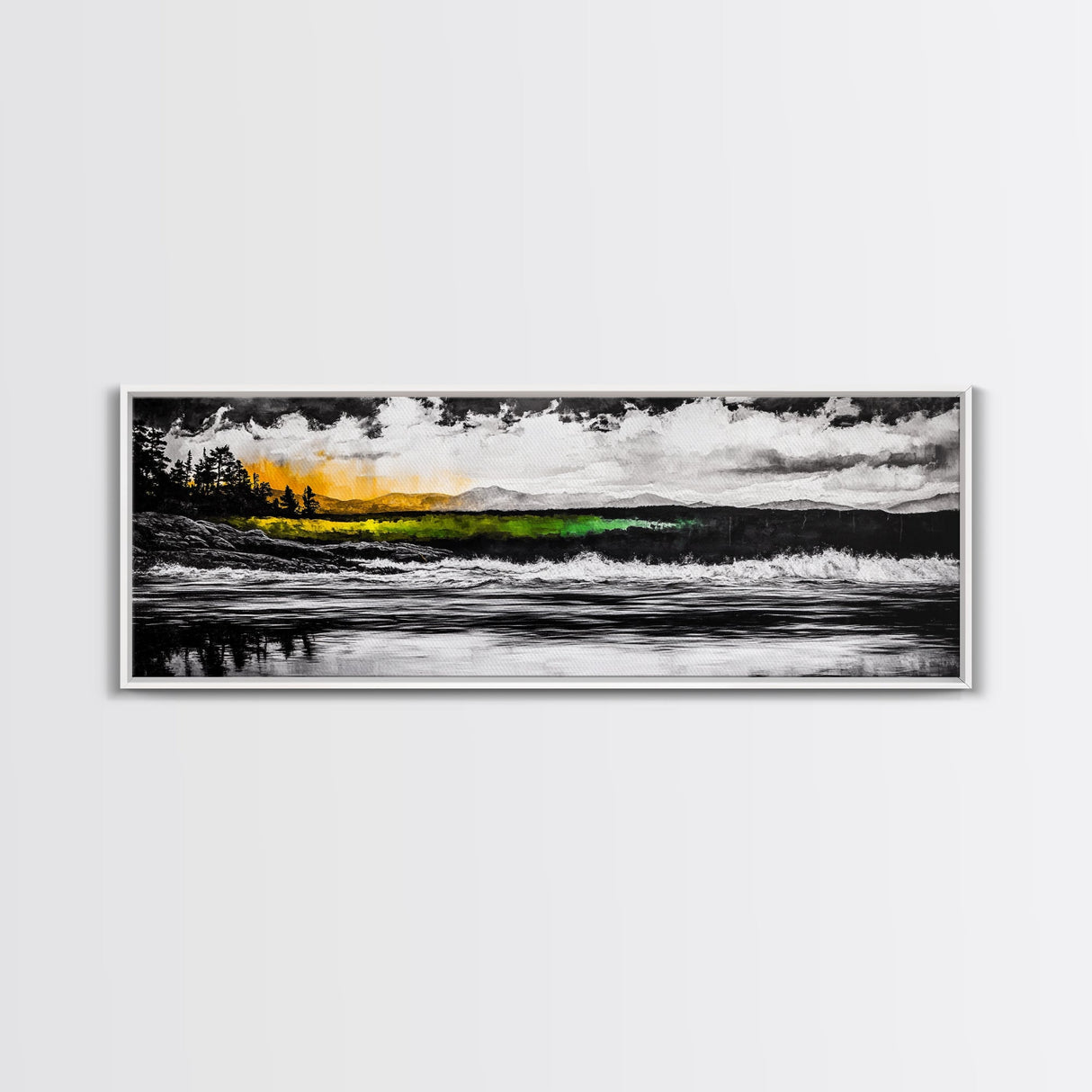 Mountain Reflection, Forest Lake, Scenic Landscape, Nature Canvas Print, Framed Canvas Print, Living Room Art, Wilderness Wall Art