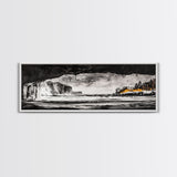 Frozen Cave, Monochrome Landscape, Framed Canvas Print, Winter Wall Art, Dramatic Nature Scene, Home Office Decor, Unique Black and White Art