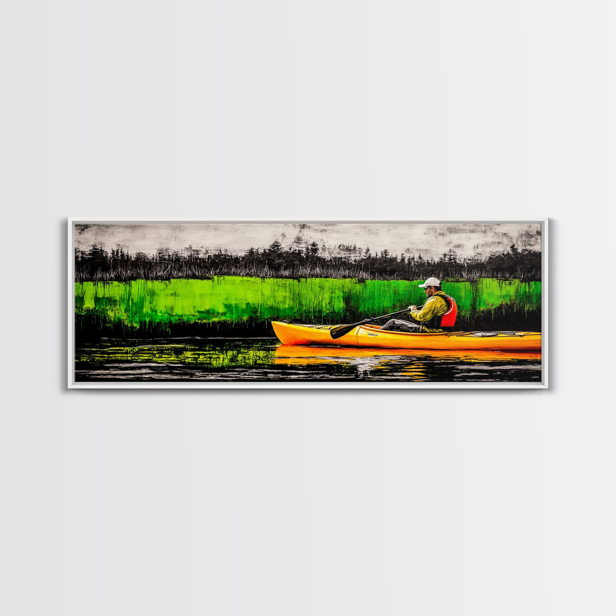 Kayak Adventure, Outdoor Canvas Print, River Wall Art, Nature Inspired, Sports Decor, Modern Home Art, Living Room Canvas Print