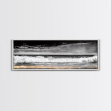 Ocean Waves Painting, Black and White Seascape, Coastal Wall Art, Nautical Beach Decor, Modern Minimalist Style, Framed Canvas Print