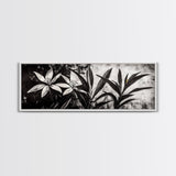 Monochrome Floral, Black and White Flowers, Botanical Wall Art, Minimalist Decor, Framed Canvas Print, Bedroom Art, Modern Aesthetic, Elegant Art