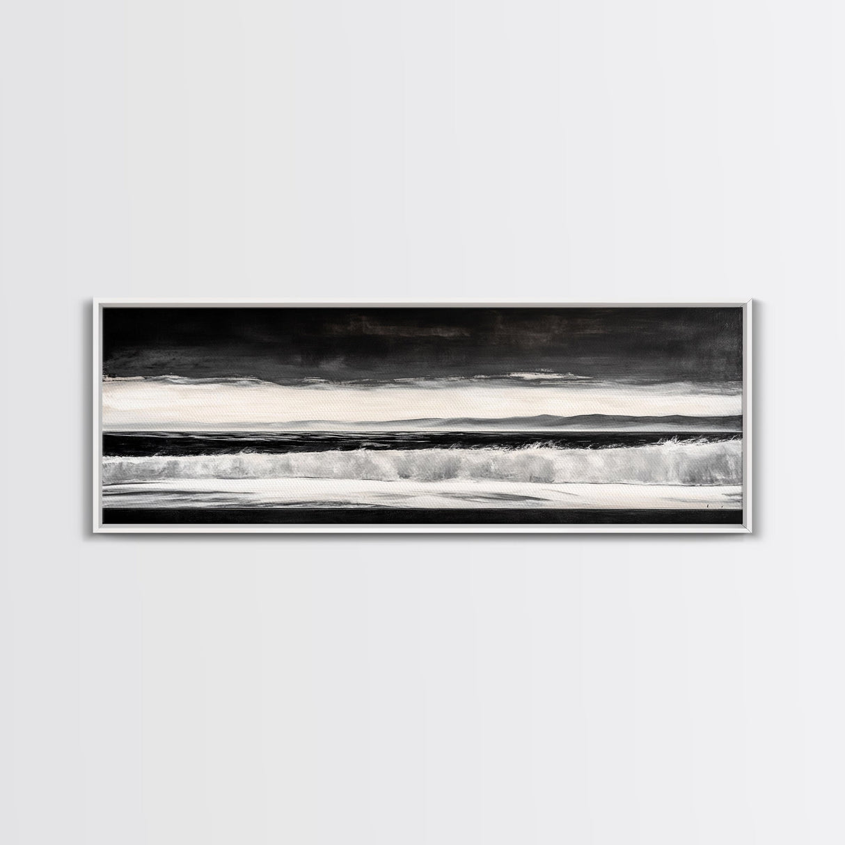 Monochrome Waves, Black and White Seascape, Ocean Art, Canvas Print, Minimalist Home Decor, Modern Coastal Wall Art