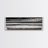 Ocean Bench, Beach Serenity, Black and White Seascape, Minimalist Art, Framed Canvas Print, Calm Coastal, Meditation Space