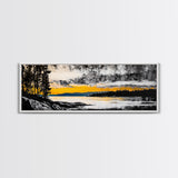 Sunset Reflection, Golden Lake, Nature Art, Framed Canvas Print, Modern Landscape, Large Wall Art, Living Room Decor, Rustic Style