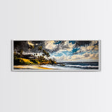 Beach Escape, Cliffside Home, Coastal Scene, Canvas Print, Ocean Landscape, Beach House Art, Nautical Decor, Living Room Artwork