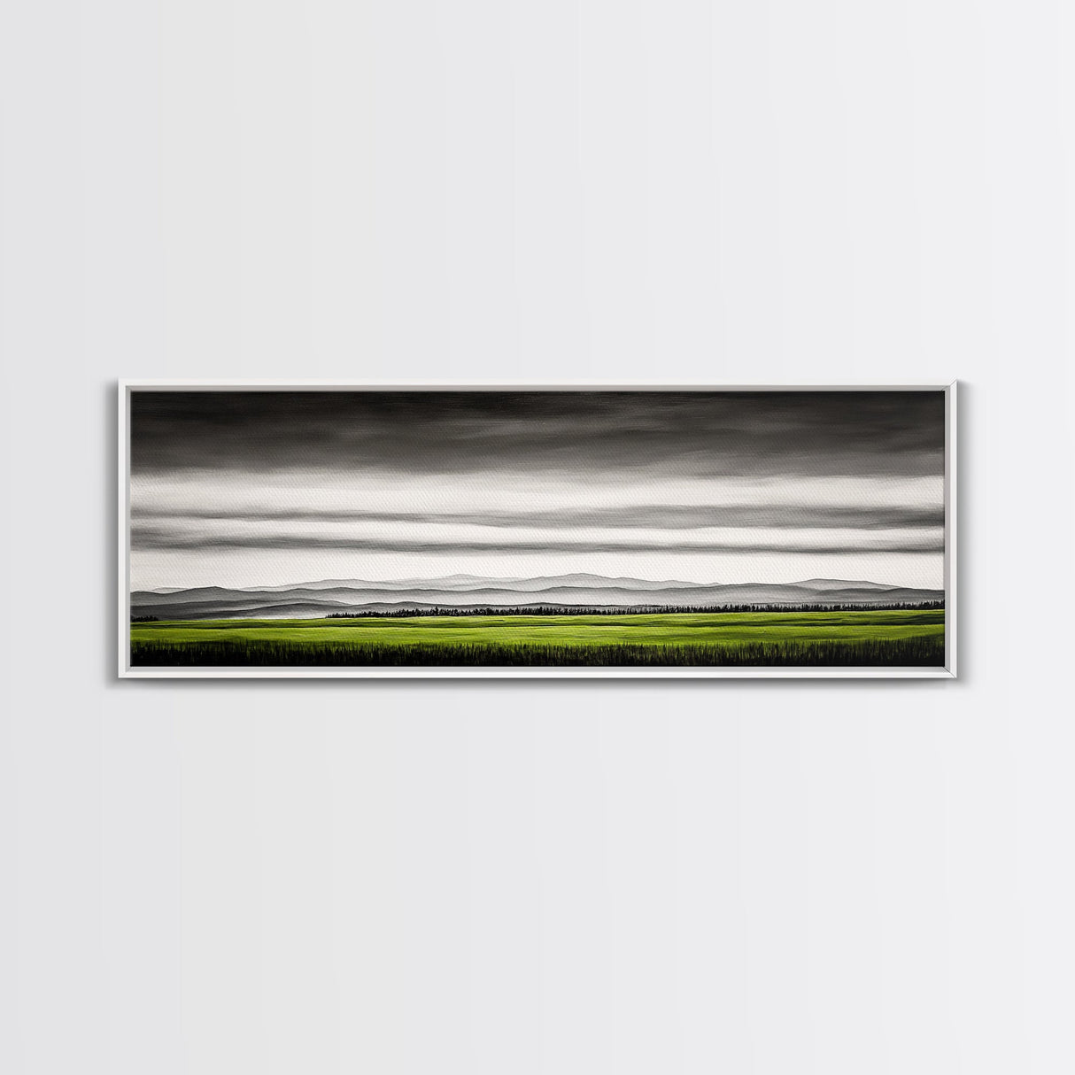 Rolling Hills, Green Fields, Minimalist Landscape, Canvas Print, Nature Wall Art, Modern Farmhouse, Rustic Decor, Office Aesthetic