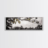 Black White, Dripping Leaves, Modern Art, Framed Canvas Print, Minimalist Decor, Neutral Wall Art, Living Room Wall Art, Monochrome Nature Scene