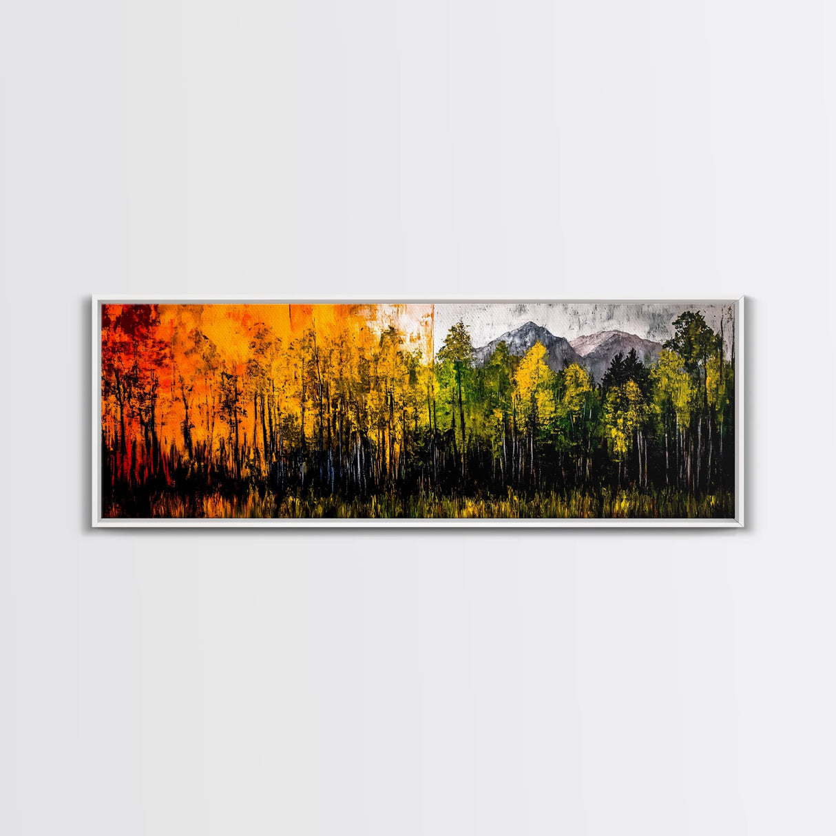 Autumn Trees, Mountain View, Framed Canvas Print, Fall Landscape Art, Rustic Home Decor, Large Wall Art, Warm Color Wall Art