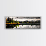 Lake Reflection, Mountain Trees, Framed Canvas Print, Serene Landscape Art, Large Nature Wall Art, Tranquil Home Decor, Bedroom Wall Art