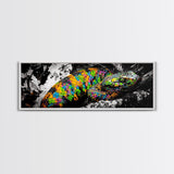 Colorful Snake, Psychedelic Reptile Art, Nature Painting, Wildlife Print, Vibrant Scales, Unique Wall Decor, Framed Canvas Print