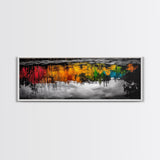 Colorful Reflection, Abstract Water Art, Nature Painting, Autumn Trees, Vibrant Colors, Black and White Contrast, Canvas Print