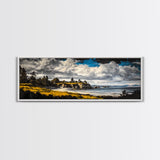 Dramatic Beach, Blue Sky, Coastal Landscape Art, Canvas Print, Modern Nature Decor, Living Room Artwork, Large Scenic Wall Art