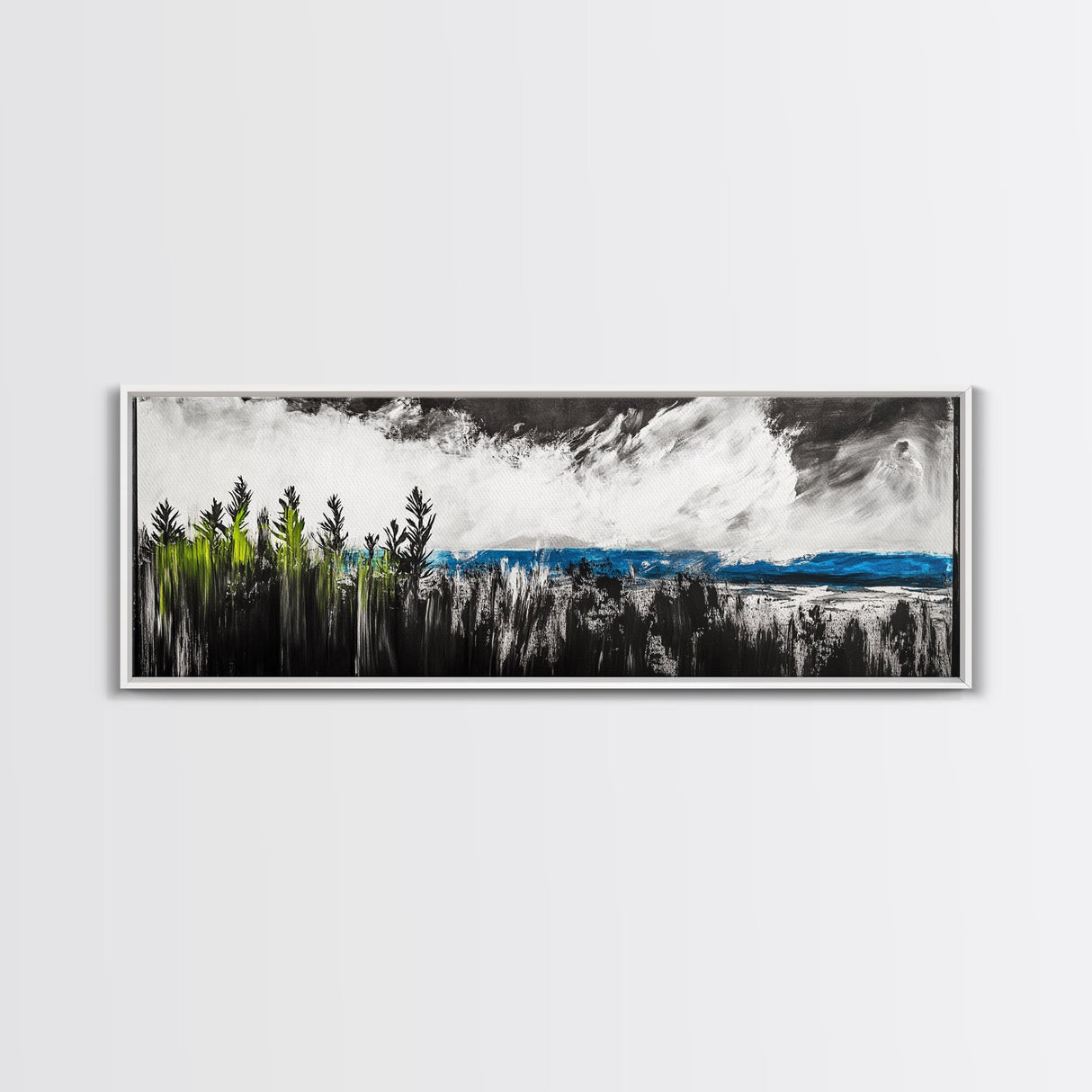 Dark Seascape, Moody Ocean, Coastal Wall Art, Framed Canvas Print, Nautical Decor, Modern Black and White, Ocean Horizon, Stormy Sky