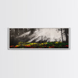 Sunlit Forest, Nature Pathway, Woodland Wall Art, Framed Canvas Print, Autumn Landscape Painting, Cozy Cabin Decor, Rustic Home Art
