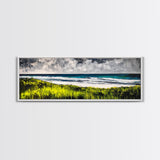 Seaside Escape, Grassy Cliffs, Coastal Wall Art, Canvas Print, Beach Landscape Painting, Relaxing Ocean View, Bedroom Wall Decor