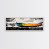 Vibrant Boat, Nautical Art, Abstract Seascape, Colorful Wall Art, Living Room Art, Coastal Home Decor, Framed Canvas Print