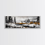 Winter Landscape Art, Snowy Mountain Decor, Modern Rustic Wall Art, Cabin Wall Decor, Nature Print, Framed Canvas Print