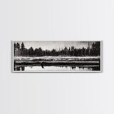 Monochrome Forest, Black and White, Nature Wall Art, Minimalist Landscape, Serene Art, Woodland Scene, Framed Canvas Print, Bedroom Wall Art