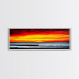 Fiery Sunset Seascape, Dramatic Ocean Painting, Bold Sunset Wall Art, Beach Vibes Decor, Coastal Home Art, Bedroom Wall Artwork, Canvas Print