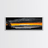 Sunset Over Mountains, Dramatic Landscape Art, Black and Yellow Wall Art, Bold Sky Painting, Nature Print, Office Wall Decor, Framed Canvas Prin