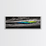Black, White, Wave, Framed Canvas Print, Surf Wall Art, High Contrast Ocean Scene, Modern Coastal Decor, Contemporary Wave Painting, Monochrome