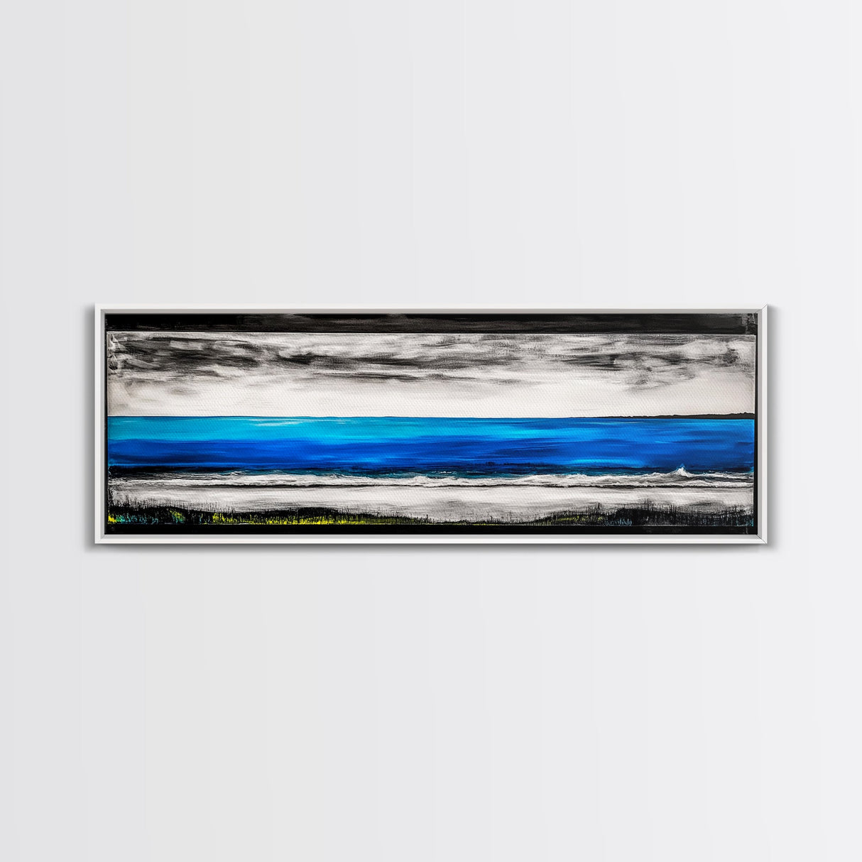 Wild Waves, Ocean Art Print, Coastal Home Decor, Abstract Seascape Painting, Nautical Living Room Art, Beach House Style, Framed Canvas Print
