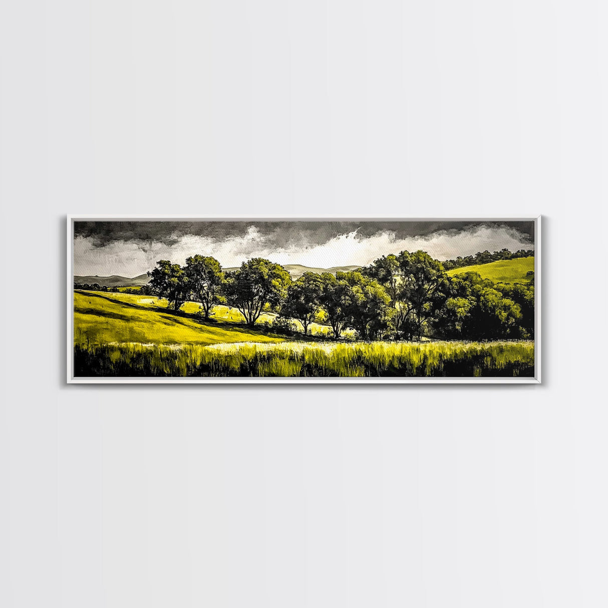 Forest Trees, Nature Landscape Art, Scenic Wall Decor, Earthy Tones Painting, Rustic Home Accent, Framed Canvas Print, Living Room