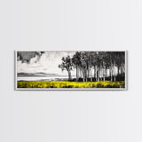 Lakeside Trees, Tranquil Landscape Art, Serene Nature Print, Black White Wall Decor, Peaceful Home Aesthetic, Framed Canvas Print