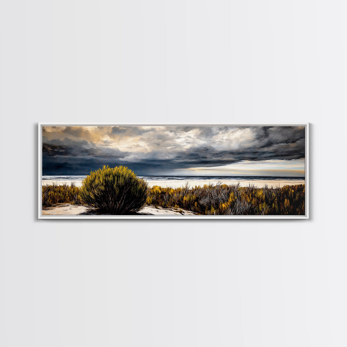 Stormy, Coastal Landscape, Seascape, Beach, Framed Canvas Print, Large Wall Art, Modern Painting, Ocean Decor, Bedroom Wall Art, Moody Art