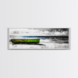 Seaside Boat, Coastal Art, Minimalist Nautical, Framed Canvas Print, Black and White Beach Art, Ocean Scene, Modern Seascape, Contemporary Decor